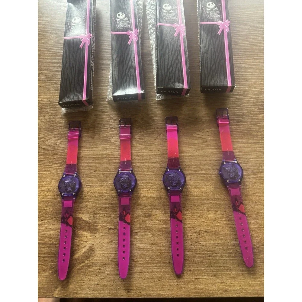 Lot of 4 Disney Nightmare Before Christmas Bats & Cats LCD Watches